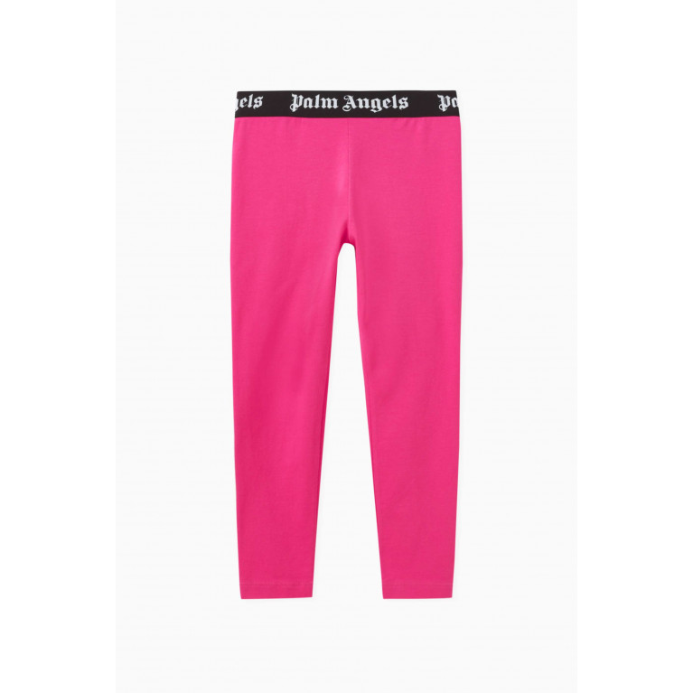 Palm Angels - Logo Waistband Leggings in Cotton Pink