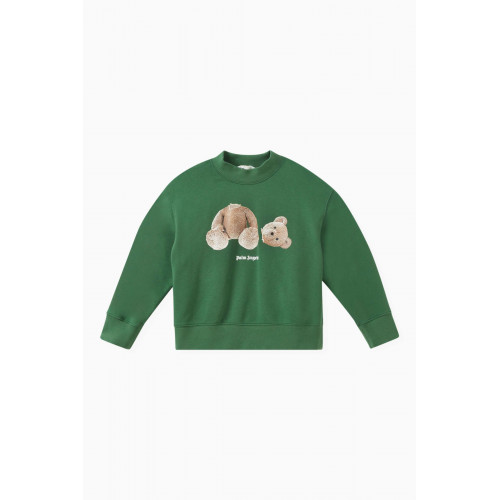 Palm Angels - Bear Logo Print Sweatshirt in Cotton Green