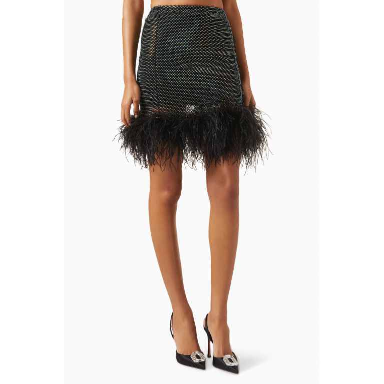 Santa Brands - Feather Mini Skirt in Rhinestone Mesh