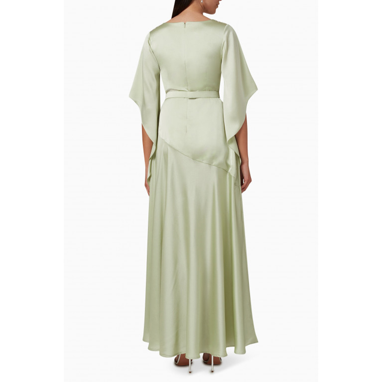 Eleganza La Mode - Embellished Maxi Dress in Silk-crepe Green