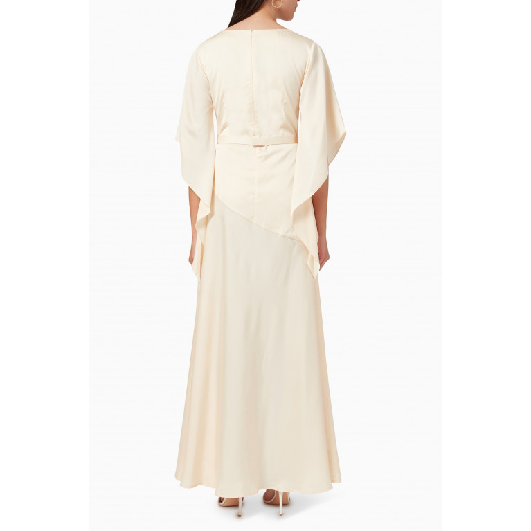Eleganza La Mode - Embellished Maxi Dress in Silk-crepe Neutral