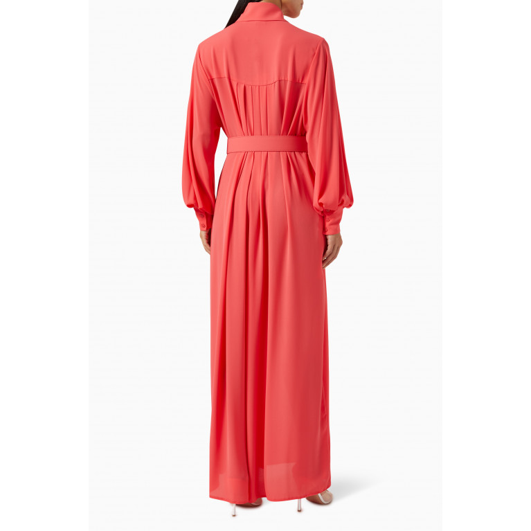 Latifa - Classy Belted Maxi Dress in Crepe