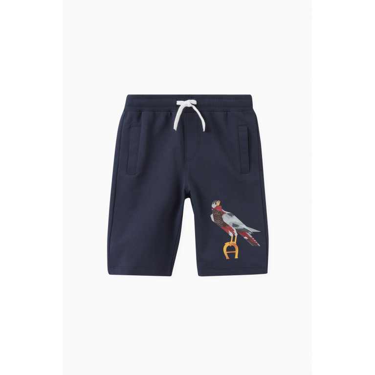 AIGNER - Bird Print Shorts in Cotton Blue
