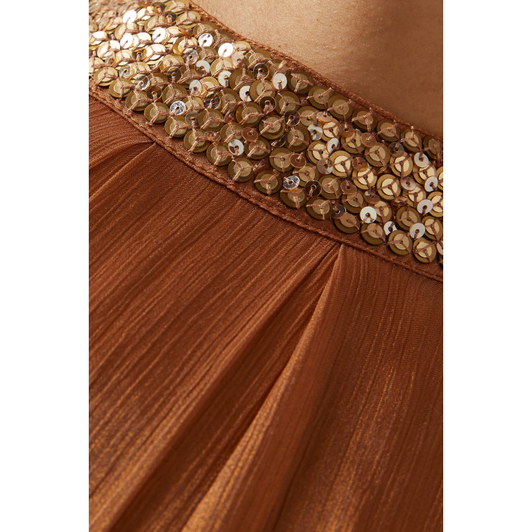 Agua Bendita - Ballon-sleeved Maxi Dress Gold