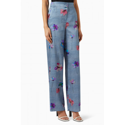 Marella - Etoile Pants in Patterned Twill Blue