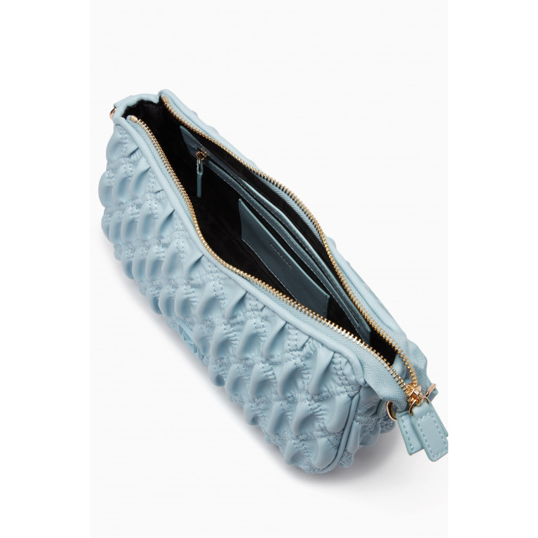 Marella - Shoulder Bag in Pleated PU Blue