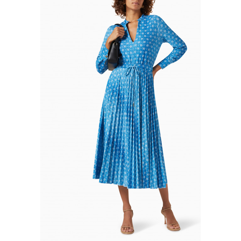 Marella - Callas Pleated Midi Dress in Stretch-jersey Blue