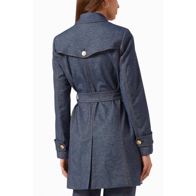 Marella - Rapt Double-breasted Trench Coat in Denim