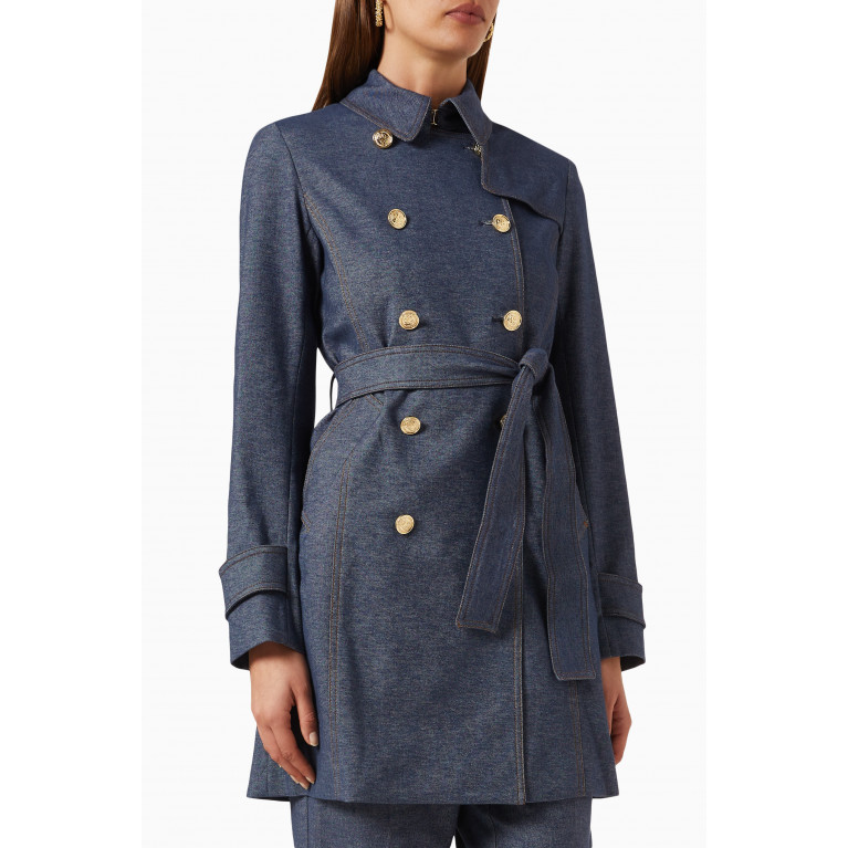 Marella - Rapt Double-breasted Trench Coat in Denim
