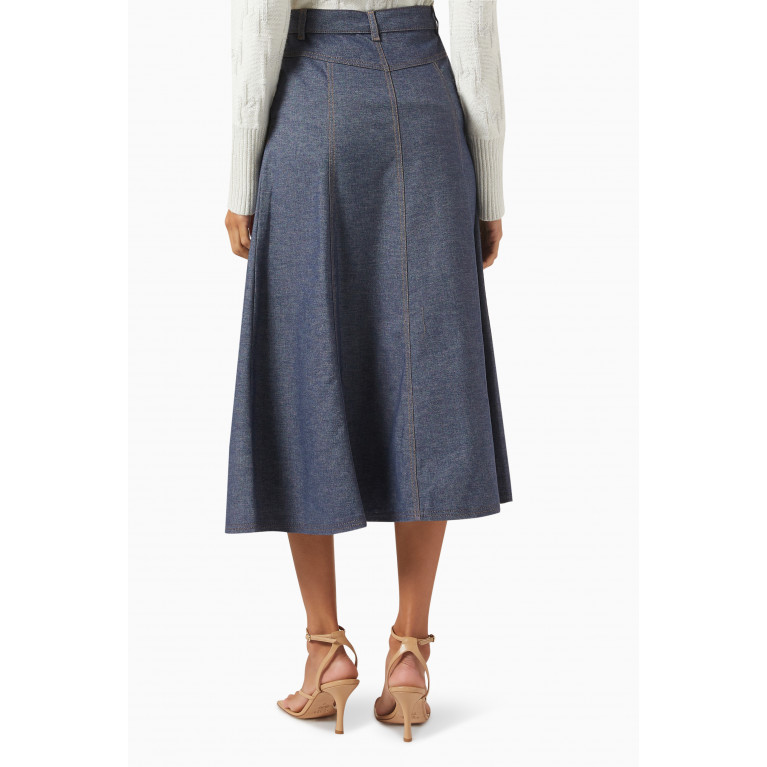 Marella - Variety Flared Midi Skirt in Stretch Cotton-blend