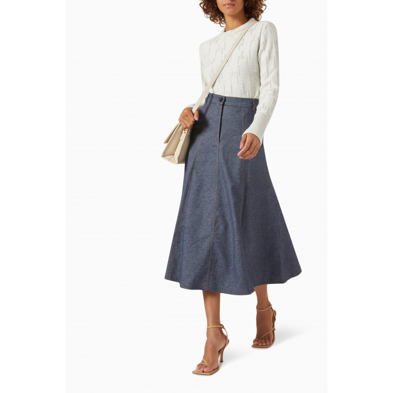 Marella - Variety Flared Midi Skirt in Stretch Cotton-blend