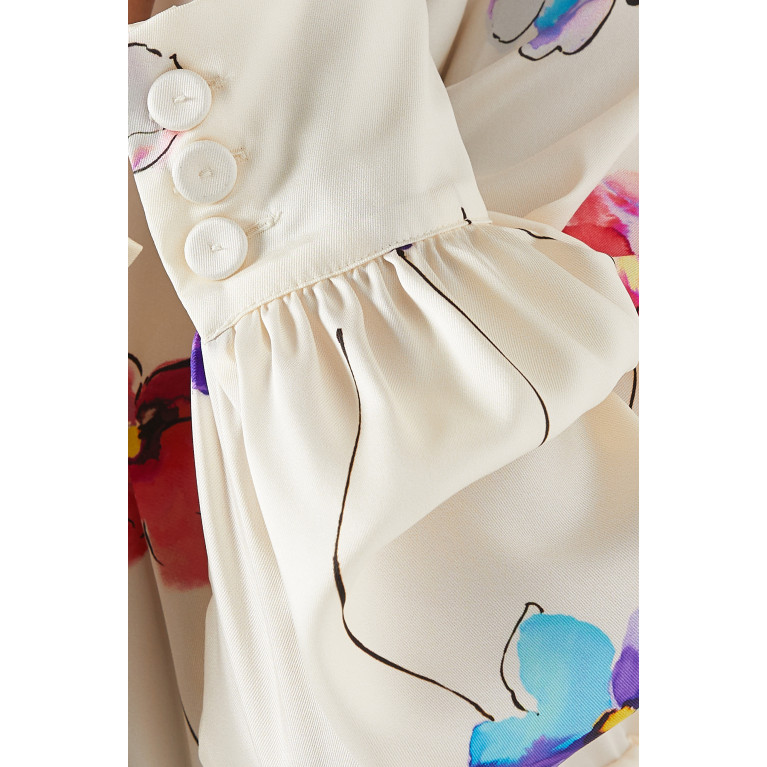 Marella - Alcuno Graphic-print Mini Shirt Dress Neutral