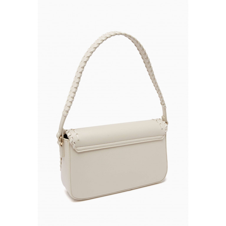 Marella - Whipstitch Shoulder Bag in PU Leather White