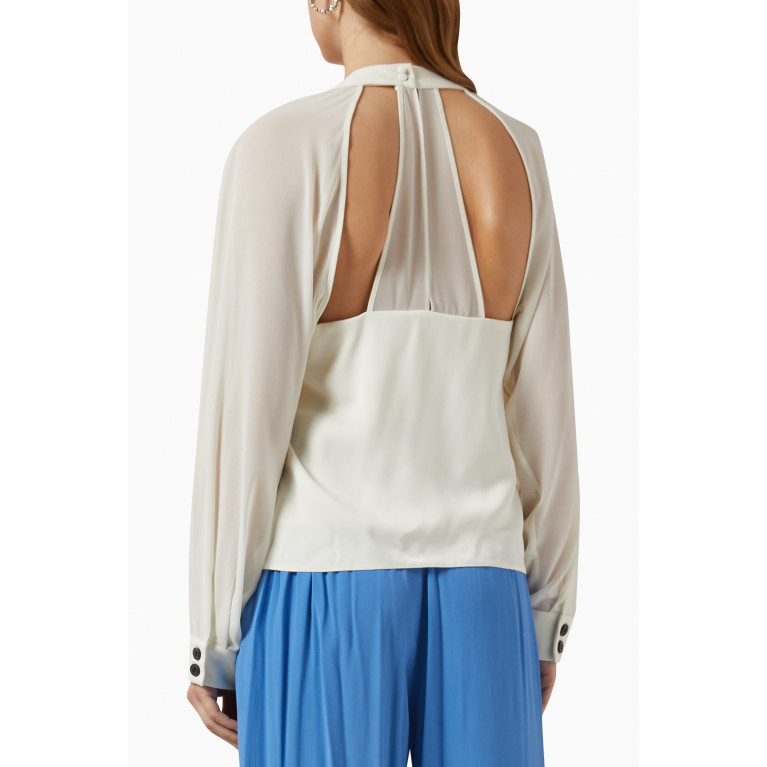 Marella - Yelina Cut-out Top in Satin & Georgette White