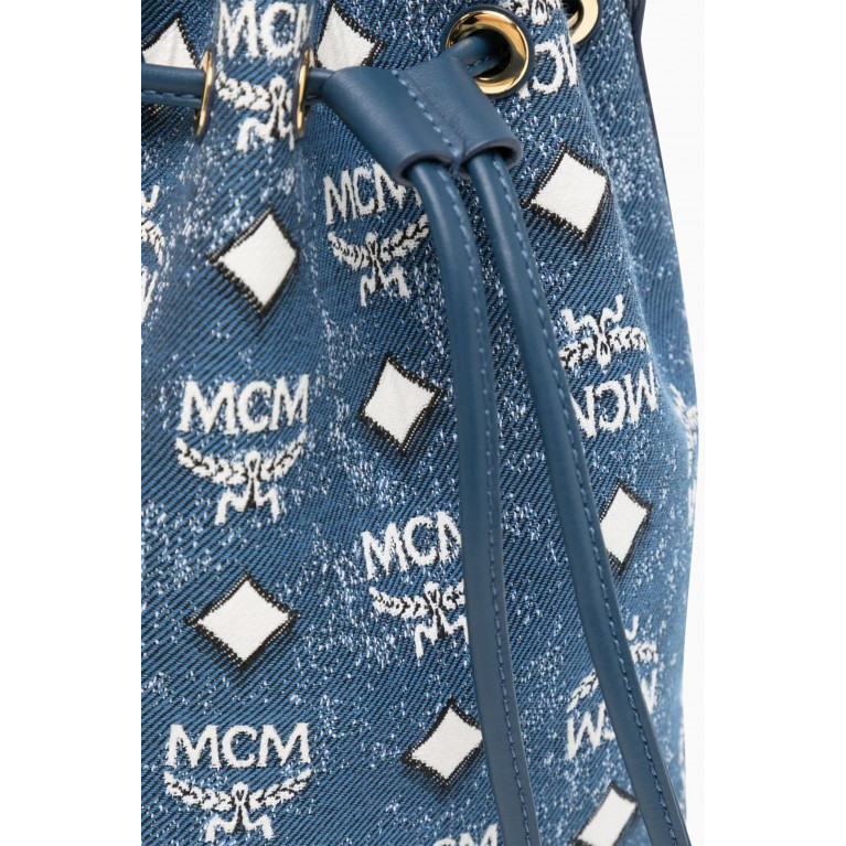 MCM - Dessau Drawstring Hobo Bag in Vintage Denim Jacquard