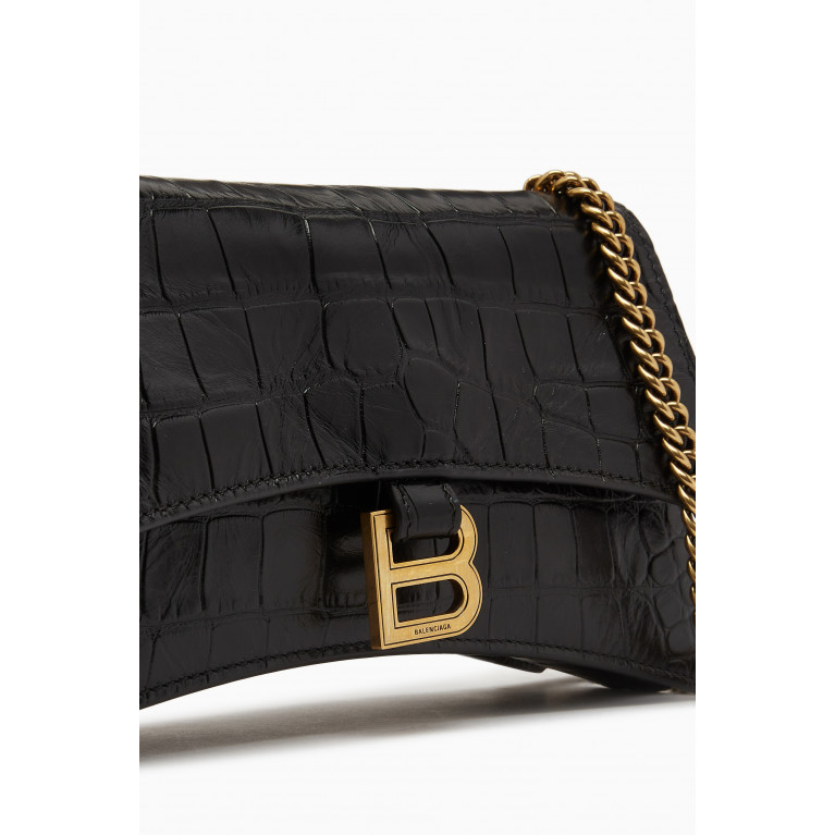 Balenciaga - XS Crush Chain Shoulder Bag in Croc-embossed Leather