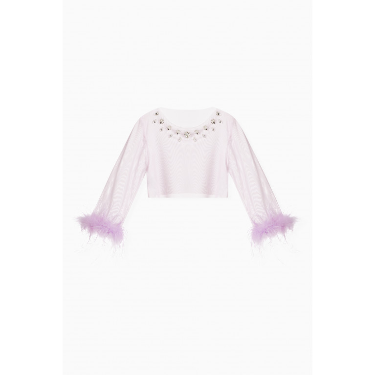 MamaLuma - Feather-trimmed Top in Organza