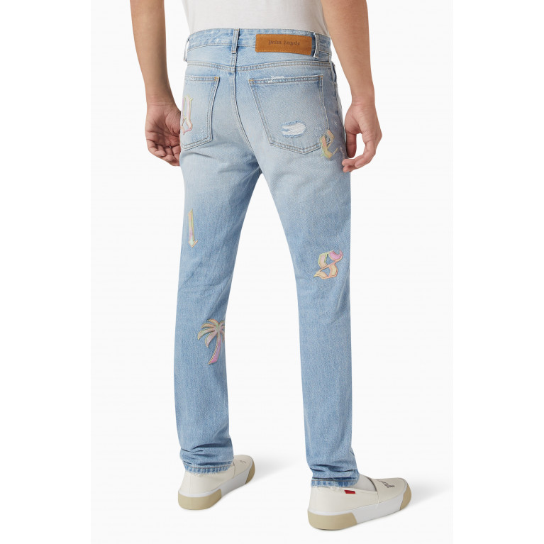 Palm Angels - Rainbow Lettering Jeans in Denim