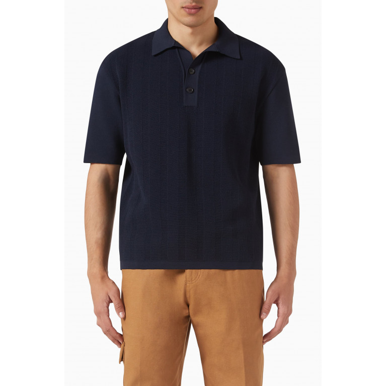 Palm Angels - Polo Shirt in Wool Blend Blue