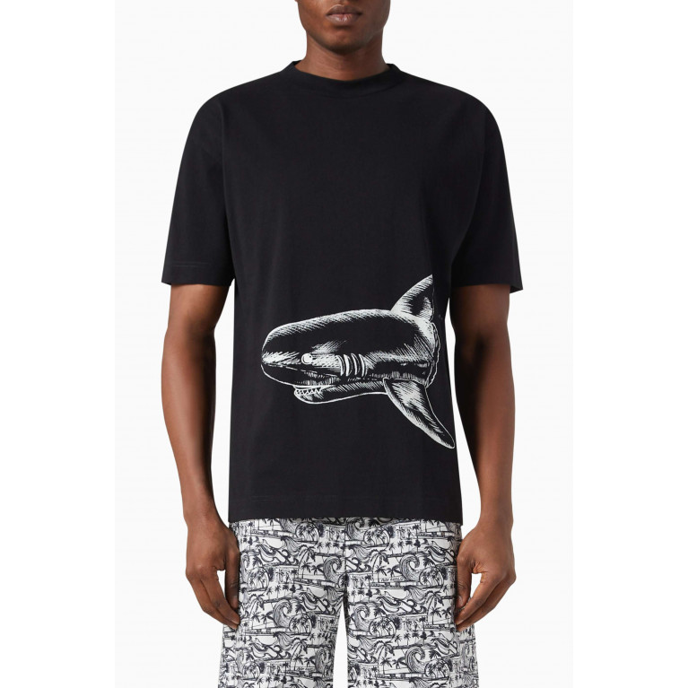 Palm Angels - Broken Shark T-shirt in Cotton Jersey Black