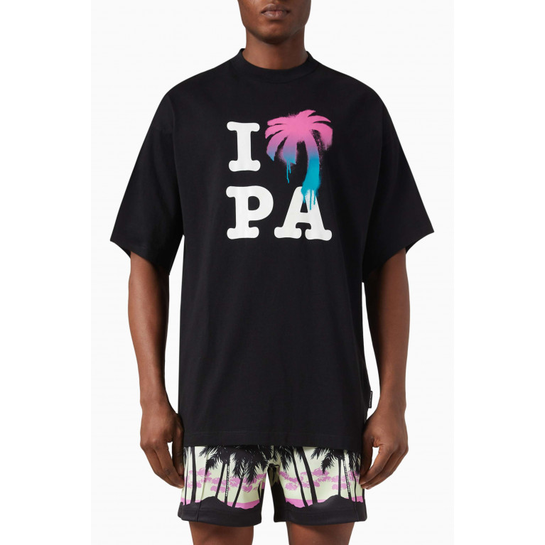 Palm Angels - I Love Pa T-shirt in Cotton Jersey Black
