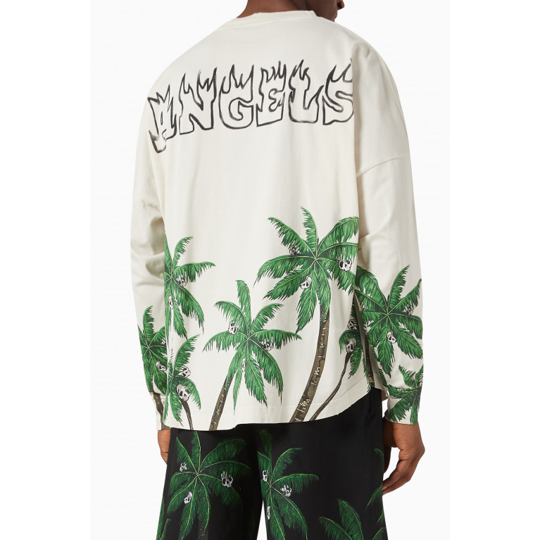 Palm Angels - Skull Vintage Long Sleeve T-shirt in Cotton Jersey
