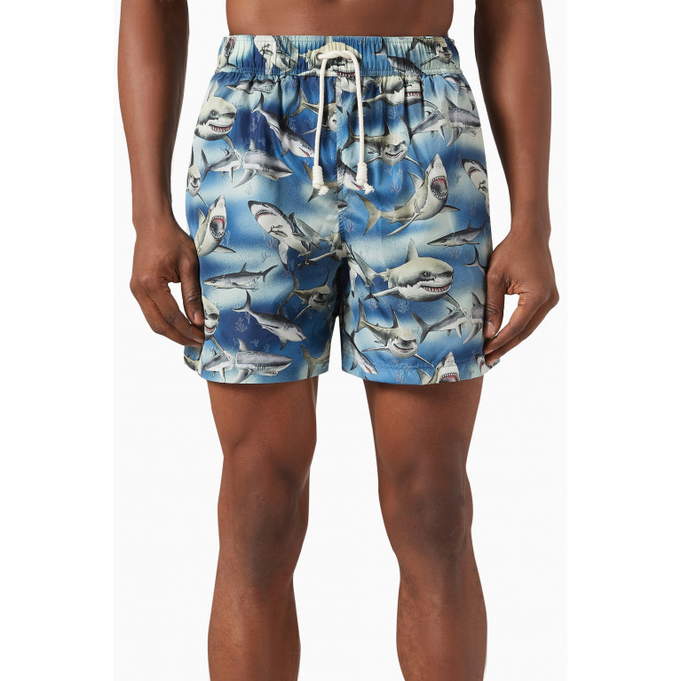 Palm Angels - All-over Shark Swim Shorts in Nylon