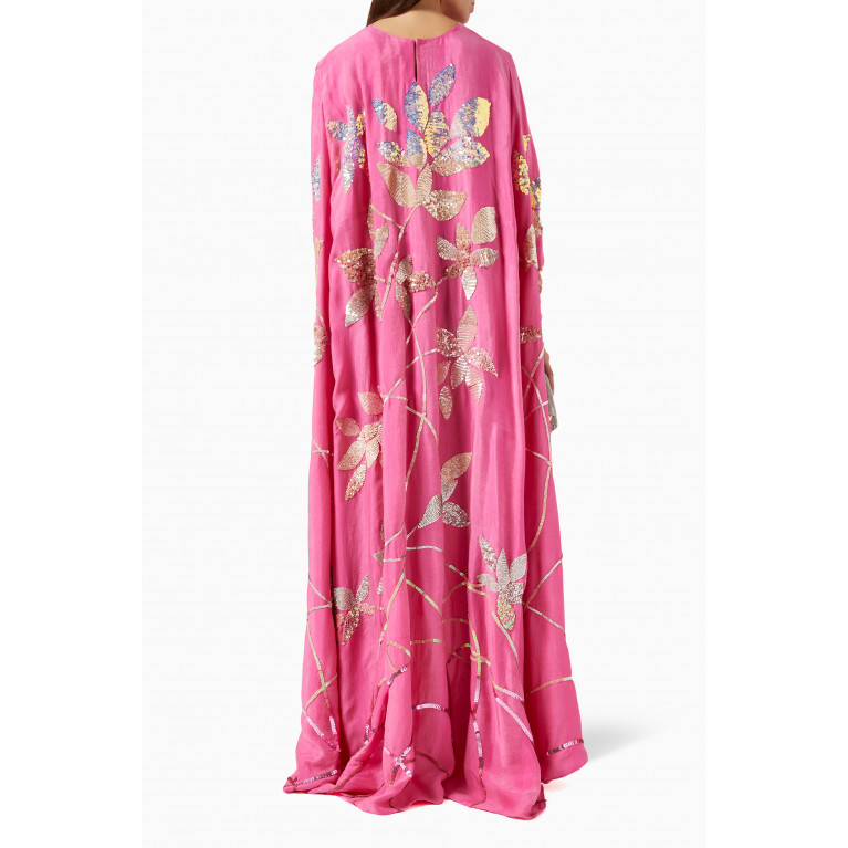 SHATHA ESSA - Al Gurm Sequin Cape Dress in Silk