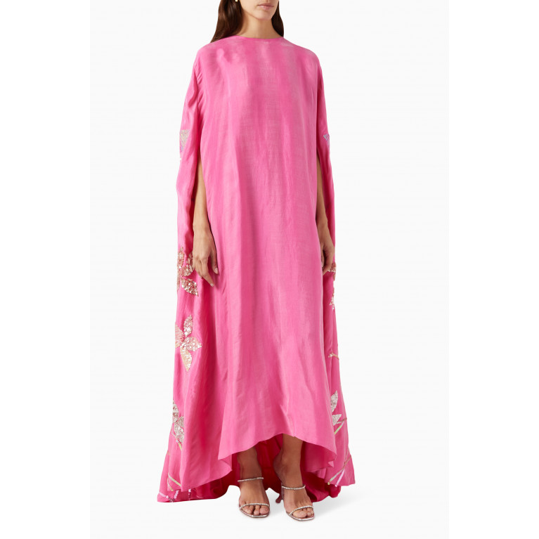 SHATHA ESSA - Al Gurm Sequin Cape Dress in Silk