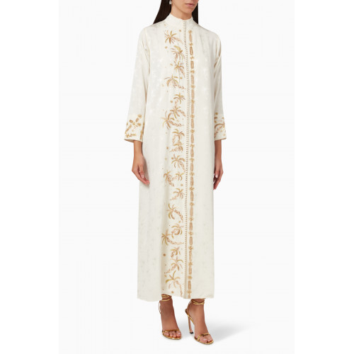 SHATHA ESSA - Morroccan Embroidered Maxi Dress White