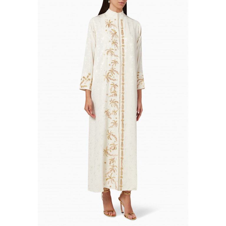 SHATHA ESSA - Morroccan Embroidered Maxi Dress White