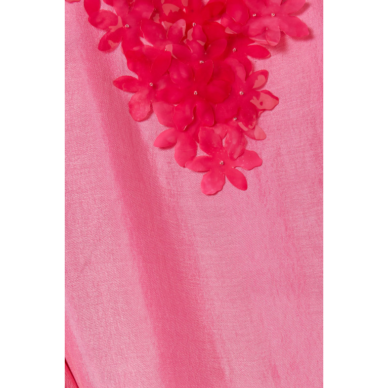 SHATHA ESSA - Cinnabar Floral Kaftan in Sandwash Silk