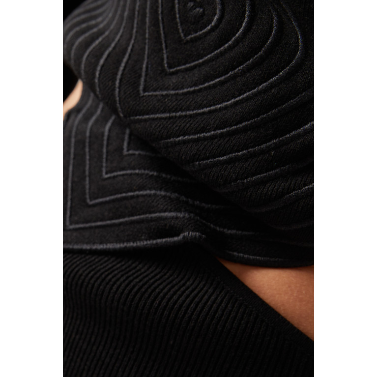 Mach&Mach - Heart-shaped Bow-strap Midi Dress in Viscose-blend Knit