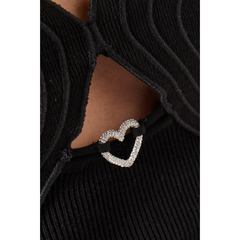 Mach&Mach - Crystal-heart Embellished Mini Dress in Viscose-blend Knit