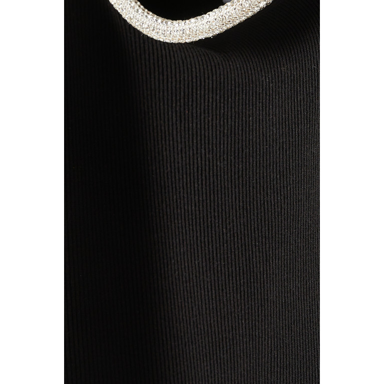 Mach&Mach - Crystal-embellished Cut-out Mini Dress in Rib-knit