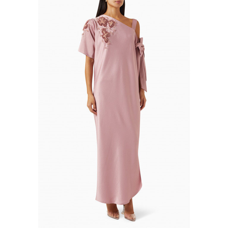 Ruya - One-shoulder Embellished Kaftan Pink