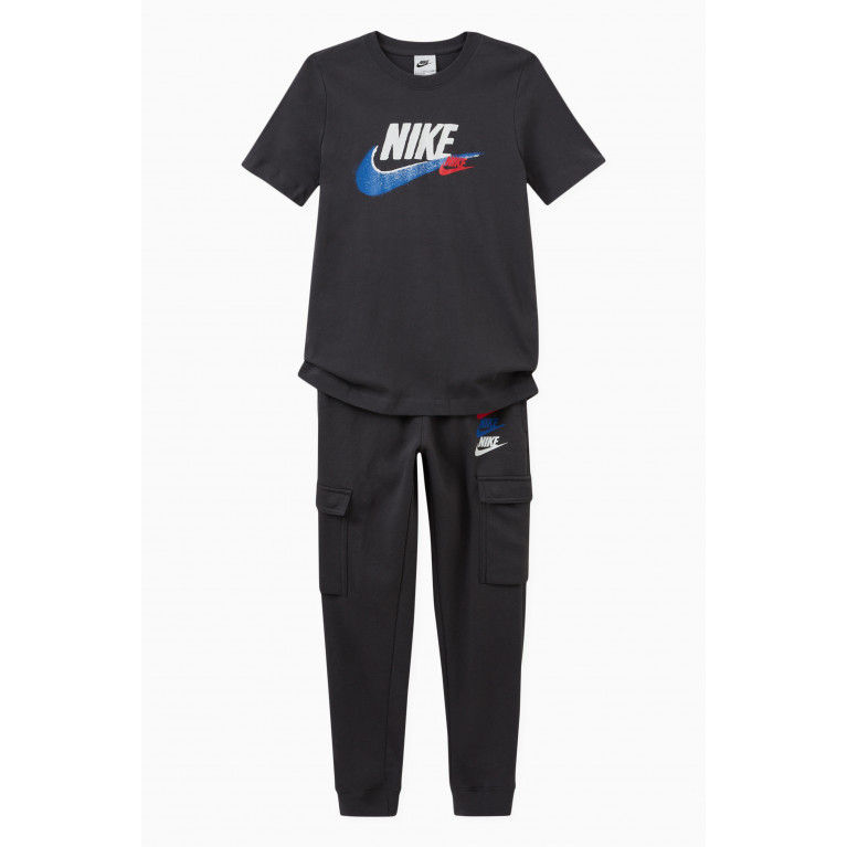 Nike - Logo Print Cargo Pants in Cotton Fleece Blend