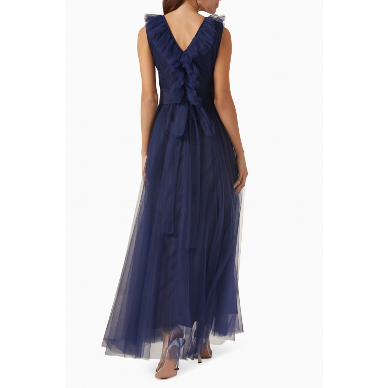 Amri - Frilled Gown in Tulle Blue
