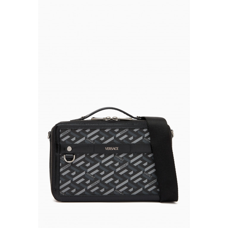 Versace - Small La Greca Signature Messenger Bag in Canvas