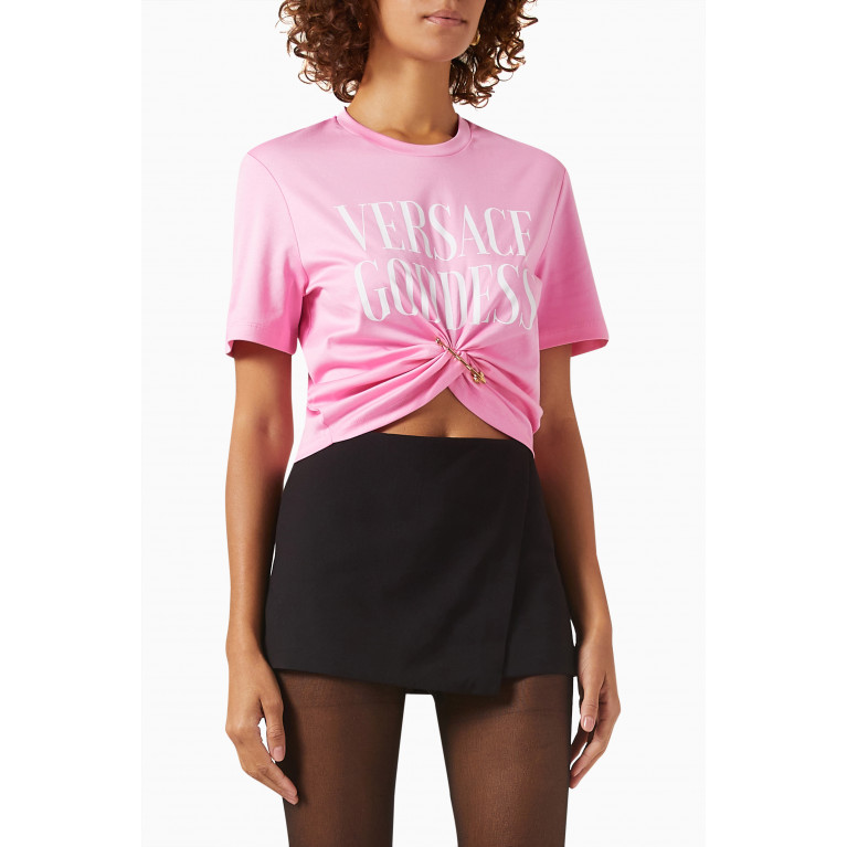 Versace - Goddess Safety Pin T-shirt in Cotton Jersey