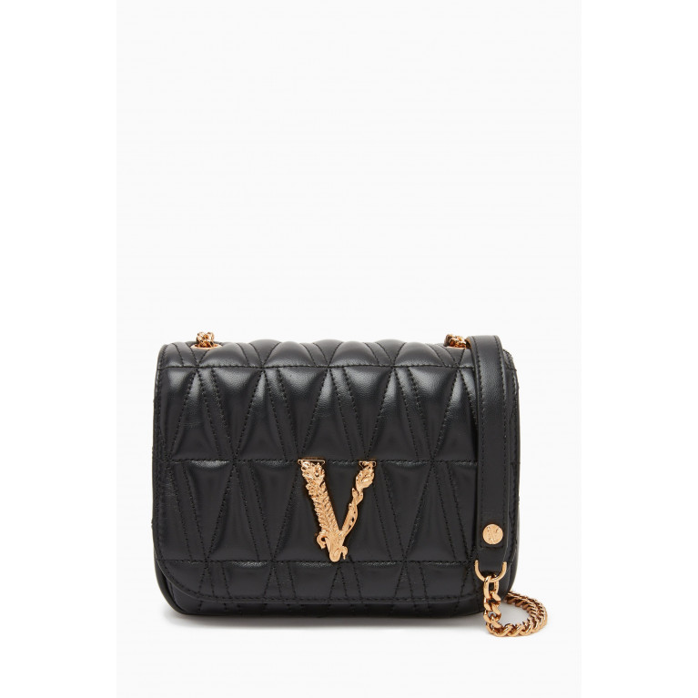 Versace - Small Virtus Quilted Shoulder Bag in Leather