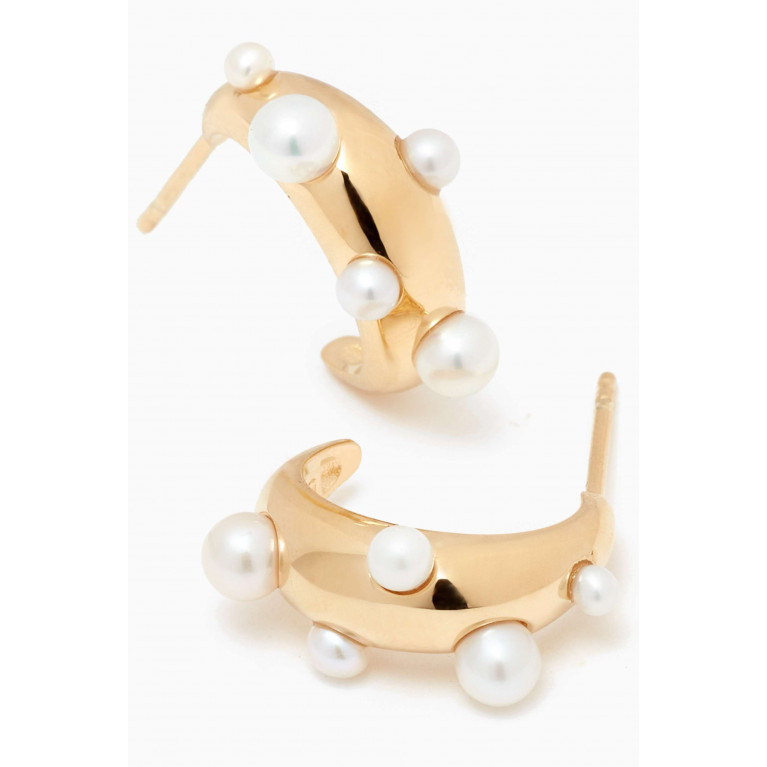 Ragbag - Moon Pearl Hoop Earrings in 18kt Gold-plated Brass