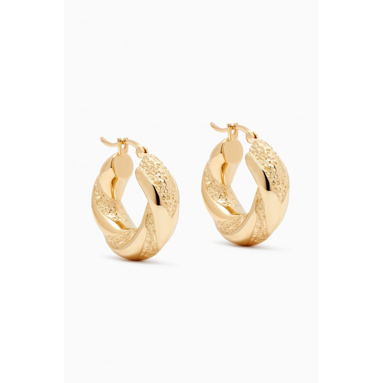 Ragbag - Chunky Twisted Hoop Earrings in 18kt Gold-plated Brass Gold
