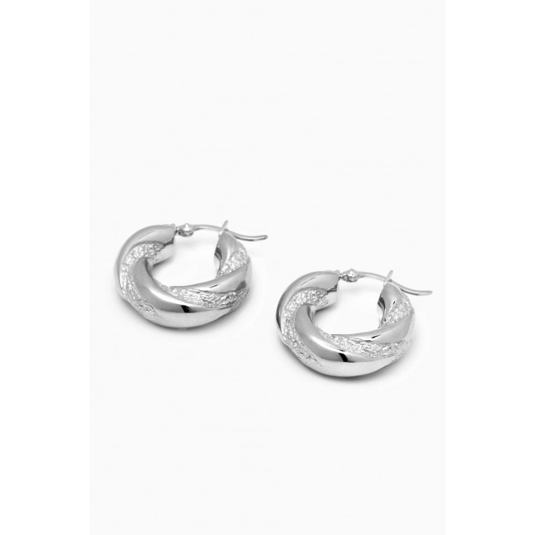 Ragbag - Chunky Twisted Hoop Earrings in Silver-plated Brass Silver