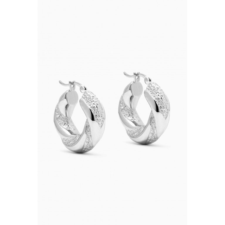 Ragbag - Chunky Twisted Hoop Earrings in Silver-plated Brass Silver