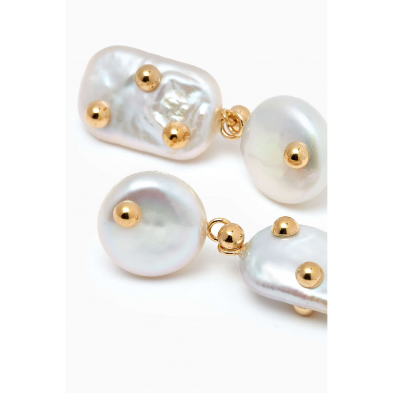 Ragbag - Freshwater Pearl Earrings in 18kt Gold-plated Brass Gold