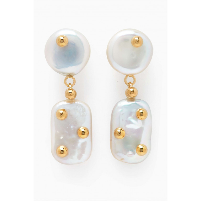 Ragbag - Freshwater Pearl Earrings in 18kt Gold-plated Brass Gold