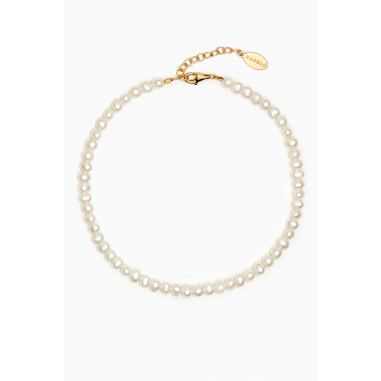Ragbag - Freshwater Pearl Anklet in 18kt Gold-plated Brass
