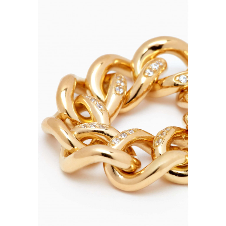 Ragbag - Crystal Chain Ring in 18kt Gold-plated Brass Gold