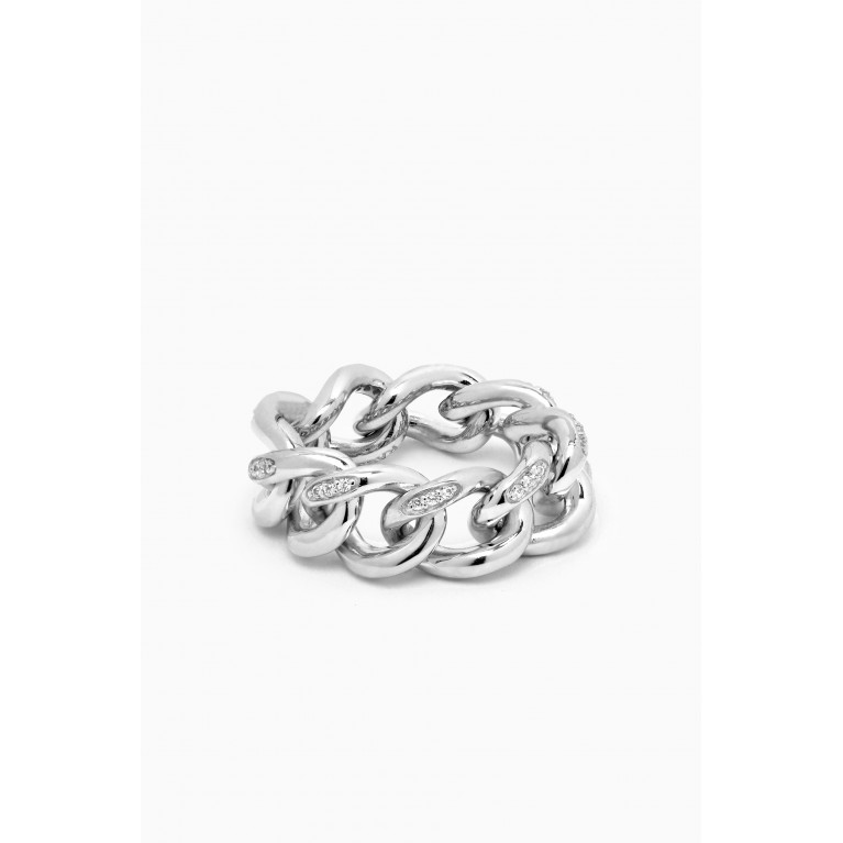 Ragbag - Crystal Chain Ring in Silver-plated Brass Silver